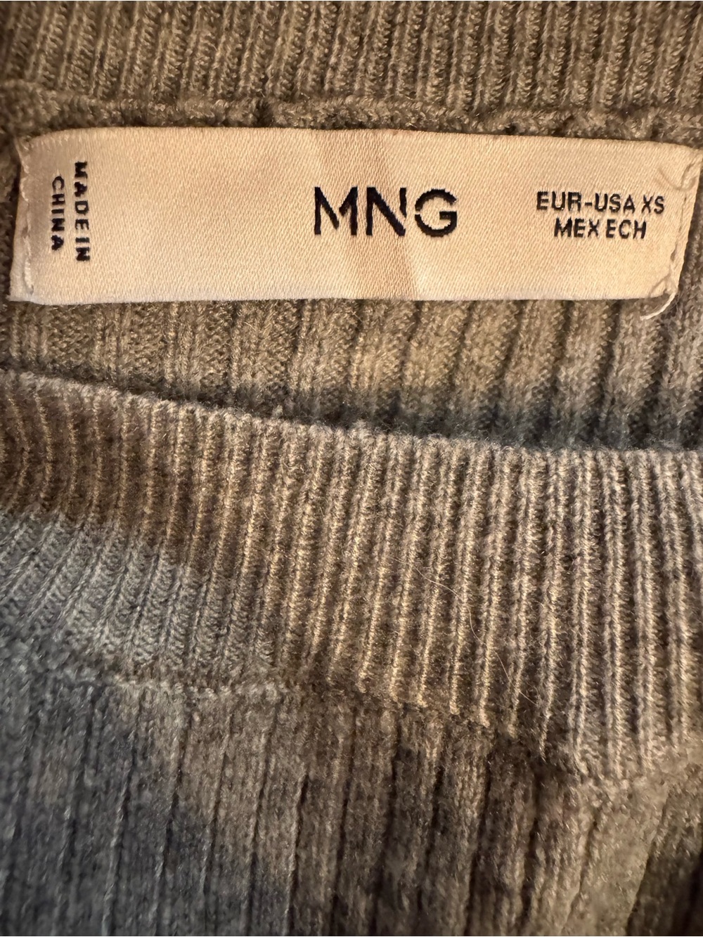 Mango Ribbed Long-Sleeve Crop Top - Gray - Picture 2 of 4